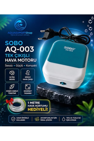 Sobo Tek Çıkışlı Ultra Sessiz Akvaryum Hava Motoru - 1 Metre Hava Hortumu Hediyeli - Renkli Gövde - 3w - Güçlü Hava Çıkışı - Kompakt Tasarım -003
