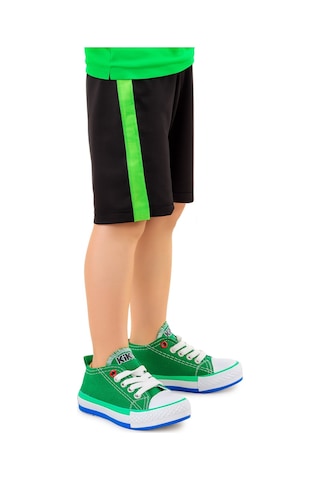 Kiko Kids Tinna Bağcıklı Erkek Bebek Keten Spor Ayakkabı Yeşil