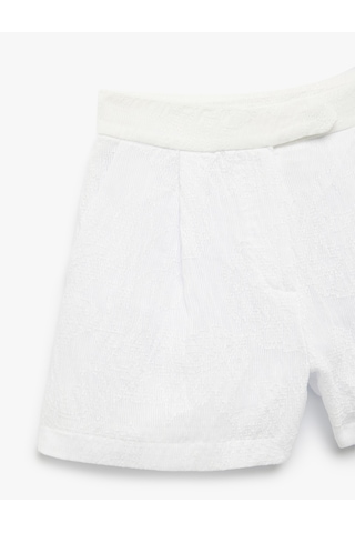 Koton Viskon Karışımlı Cepli Basic Şort Beyaz Desenli 5skg40006ew Beyaz Desenli Beyaz