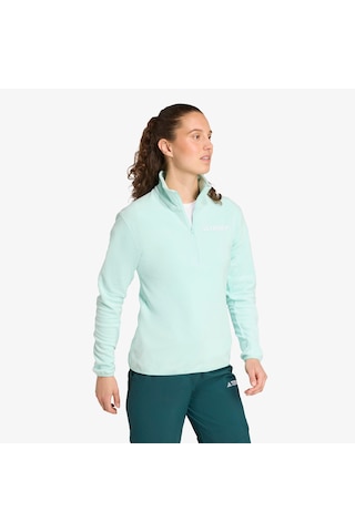 Adidas Multi Essentials 1-2 Zip Fleece Kadın Mavi Yürüyüş Polar Jm3118