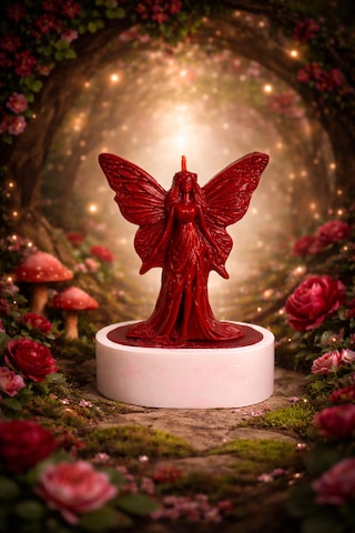 Red Lara Candle -el Yapımı Mum Beyaz-Kırmızı
