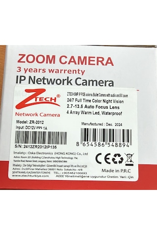 Ztech Zr-2012 5mp 2.7-13.5m Motorize Fullcolor + Mikrofon Bullet Dış Mekan Metal Ip Kamera