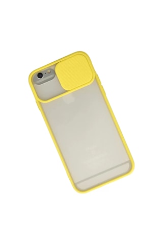 Newface Apple Apple iPhone Uyumlu  6 Plus Kılıf Palm Buzlu Kamera Sürgülü Silikon - Sarı