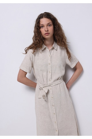 Colins Regular Fit Dokuma Kadın Bej Elbise Cl1068244 Q1.v1 Beı Bej