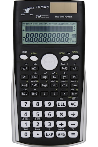 Aubyhe Ty-290es-d Bilimsel Hesap Makinesi, 240 Fonksiyon, Çift Satırlı Ekran, Güneş Enerjili Ve Aaa Pil İle Çift Besleme Siyah