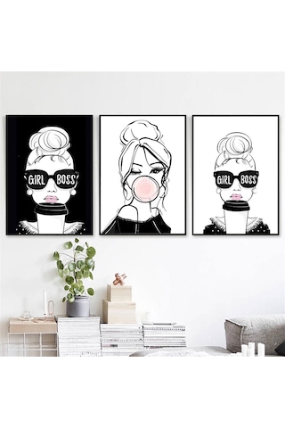 Patron Kız 3 Lü Duvar Posteri - Çerçevesiz - 45x30