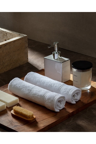 Madame Coco Ryella Armürlü %100 Pamuk 2'li El Havlusu - Beyaz Beyaz