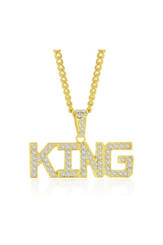 King Unisex Kolye Sarı Altın