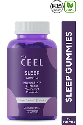 VitaCeel Uyku Döngüsüne Yardımcı Vegan Sleep Gummy Vitamin Passiflora, Vitamin B6, 5- http, L-theanie