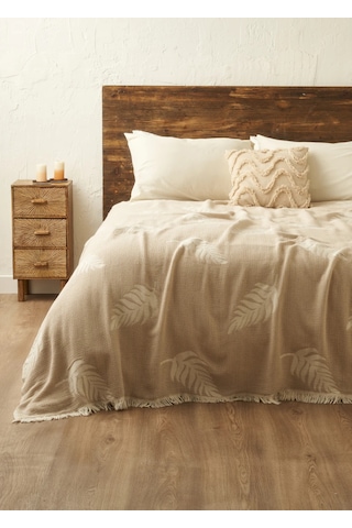 Bella Maison Amaya Pamuklu Çift Kişilik Yatak Örtüsü Bej 200x220 Cm Bej - Kahverengi