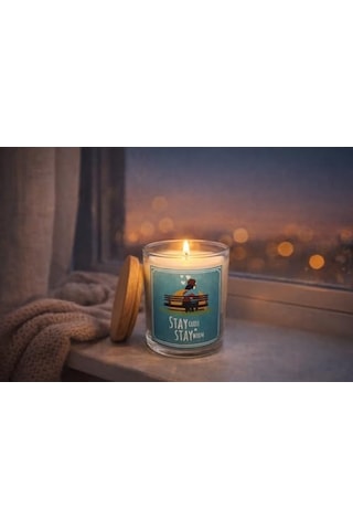 Candle Stay Close Stay Warm Çiftlere Özel Hediye Seti, Ahşap Kapaklı Kokulu Mum, French Press Ve 2 Seramik Kahve Kupası, Sevgililer Günü, Düğün & Ev Hediyesi 6998