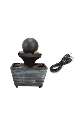 Hangfox Ev Ofis Masaüstü Su Feneri - Usb Pilli Plastik Dekoratif Alet - Led Işıklı Doğal Akıntı Sesli Ornament