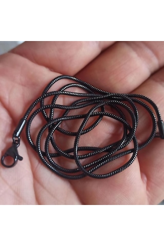 Snake Yılan Model Siyah Erkek Çelik Kolye Zincir Yuvarlak Model (533606585) Çelik