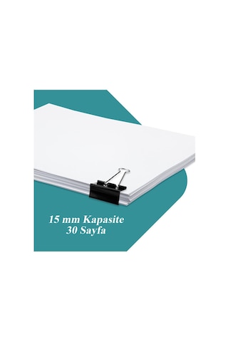 Çelik Kıskaç Klips 15 Mm 12 Adet 1 Paket Metal Mandal Binder Clips Kıska 30 Sayfa Kapasiteli Çok Amaçlı Kullanım