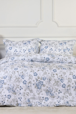 Elart Rose Nevresim Takımı Çift Kişilik Digital Baskılı %100 Pamuk Saten Dantelli 200x220 Cm Mavi Mavi