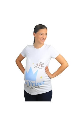 Mummy's Baby Hamile Tişört Prince Beyaz 8546