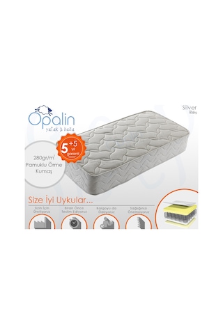 120 x 190 Tek Kişilik Yatak Opalin Silver Ortopedik Yaylı Yatak