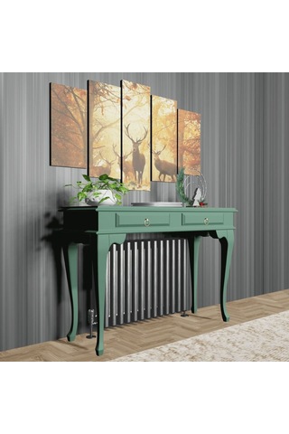 Roys Ahşap 120 Cm Yeşil Çekmeceli Petek Üstü Yüksek  Dresuar Ahşap