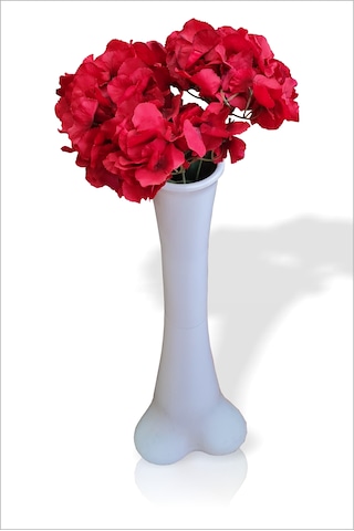 Kaliteli Düz Beyaz Konik 60 Cm Vazo Büyük Kırmızı Ortanca Çiçek
