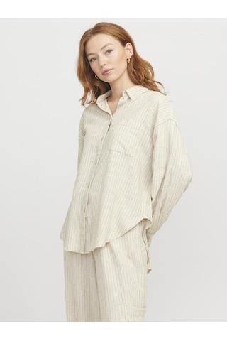 Jack & Jones Kadın Keten Karışımlı Gömlek - Jamie - 12269668 Feather Gray