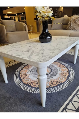 Akset Orta Sehpa Lüx Beyaz Mermer Full Beyaz