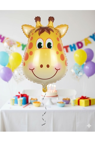 8 İnç Safari Zürafa Folyo Balon - Doğum Günü Parti Dekorasyon Balonu Çok Renkli
