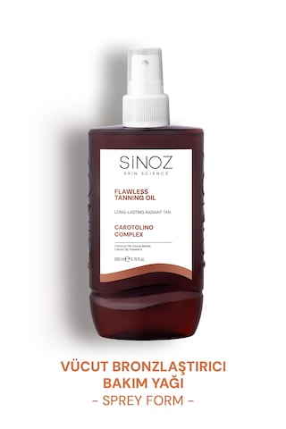 Sinoz Kusursuz Bronzlaştırıcı Hindistan Cevizi Kakao Havuç Yağı İçeren Güneş Yağı Spreyi  200 ML