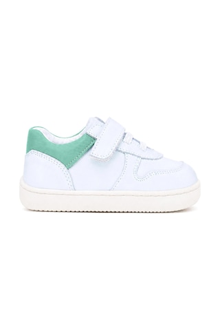 Rakerplus Bob Hakiki Deri Beyaz Nubuk Yeşil Cırtlı Bebek Sneaker Ayakkabı