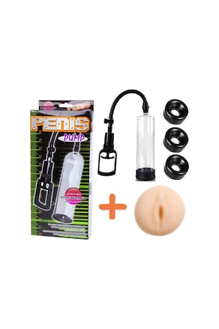 Hızlı Express Penis Pump Vakum Pompası + Realistik Vajina Başlık + 3 Silikon Başlık