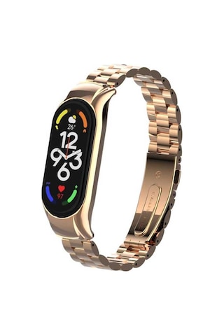 Xiaomi Mi Band 7 Uyumlu Krd-04 Metal Kordon Lofy Rose Gold