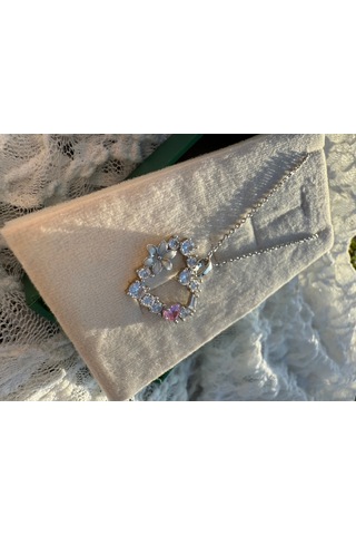 Işıltılı Elegant Heart Necklace Gümüş