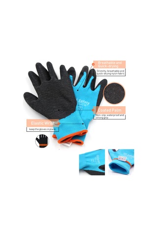 Maiyame Bahçe Çalışmaları Eldiveni Nilon Lateks Kaplama Su Geçirmez Kaymaz Dayanıklı Toplama Sıkma Kesme Korumalı Mavi S-m-l Beden