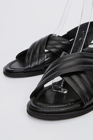 Valmenti Zeno Erkek Siyah Hakiki Deri Düz Sandalet 537 588-val Erk Sndlt Y23 Siyah