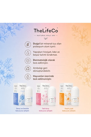 TheLifeCo Doğal Roll-on Deodorant Cherish 60 ML + White Cedar 60 ML + White Flowers 60 ML
