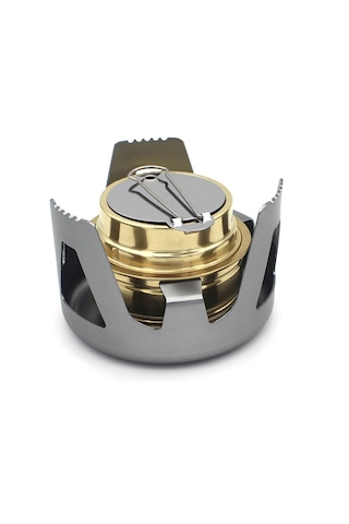 Mufunye Taşra Kampı İçin Taşınabilir Rüzgar Dayanıklı Alkolli Ocak - Bakır-alüminyum Malzeme, Gri Renk Alkol Dahil Değil Gri