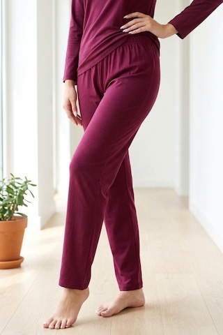 Aura Collections Kadın Pamuklu Uzun Kollu Üç Düğmeli Biyeli Soft Örme Pijama Takımı Mor