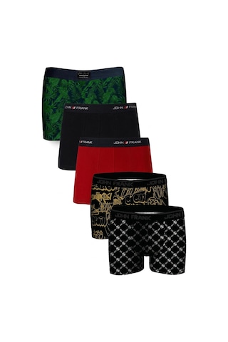John Frank Logolu Pamuklu 5'li Paket Boxer Erkek Boxer Jfbs5 Yeşil-lacivert-kırmızı-ssarı-sbeyaz Yeşil-lacivert-kırmızı-ssarı-s