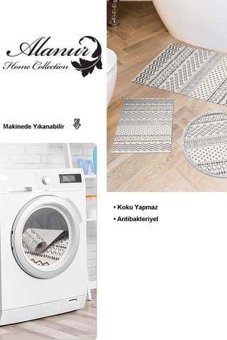 Dekoreko Kaymaz Taban Djt 3 Lü Banyo Paspas Takımı Trend Karışık Iskandinav F5086 Bej