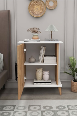 Adela Raflı Modern Komodin - Çam - Beyaz