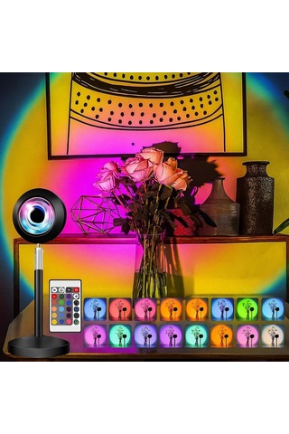 Kyrotech Rgb Sunset Gün Batımı Projektör, 16 Renk Modlu, Led Ambiyans Işığı, Hd Kristal Lens, 360 Döner Başl