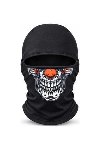 Teorastore Unisex Şık Palyaço Desenli Balaklava Kışlık Tam Yüz Maske Termal Nefes Alan Esnek Kask Altı Boyunluk Siyah