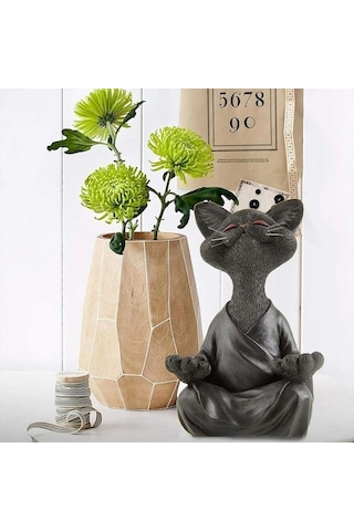 Dekoratif Yoga Yapan Kedi Biblo Meditasyon Kedi Heykeli Ev Dekoru