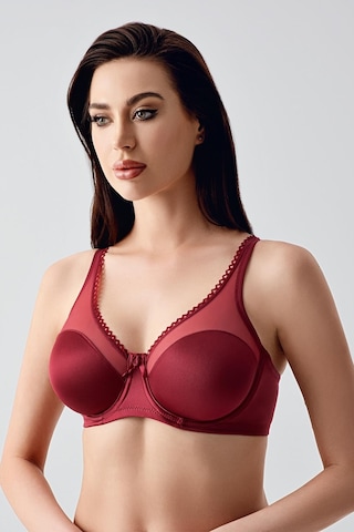 New Bra Kadın C Kap Balenli Tül Detaylı Toparlayıcı Sütyen Bordo 2304 Bordo
