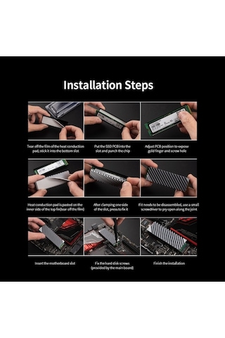 Besthome1 2280 Modeli M.2 Ssd Pasif Soğutucu Tam Alüminyum Anotasyonlu Zımparalı Gri Renk, Araçsız Kurulum