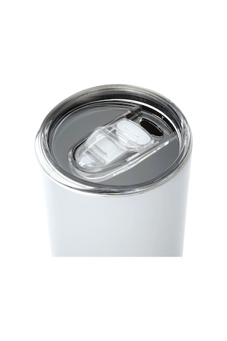 20oz Çift Katmanlı 304 Paslanmaz Çelik Araba Düz Termos Bardak Beyaz