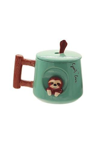 The Mia Tembel Hayvan Kapaklı Ve Kaşıklı Kupa 370 Ml The Mia Tembel Hayvan Kapaklı Ve Kaşıklı Kupa 370 Ml