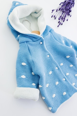 Babymod Kapüşonlu Mavi Erkek Bebek Çift Katlı Triko Hırka 001