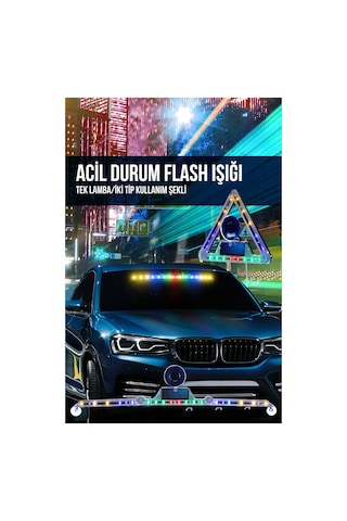 Reflektör Araç İçin Acil Durum 11 Farklı Çakar Led Deseni Usb + Güneş Enerjili Ve Kumandalı