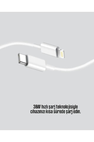 Kalite 30w Type - c Lightning Hızlı Şarj Kablosu 1.2m Dayanıklı