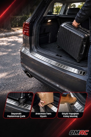 Opel Vivaro B 2014-2019 Uyumlu Krom Arka Tampon Eşiği Paslanmaz Çelik